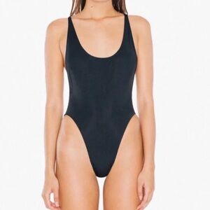 American Apparel High Cut One Piece Black Swimsuit XL